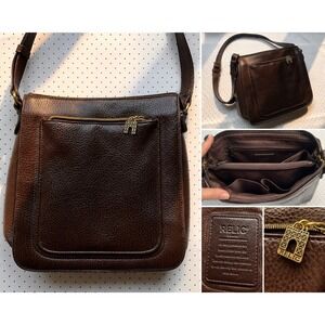 Vintage Relic Espresso Brown Pebbled Leather Shoulder Bag Y2K Quiet Luxury